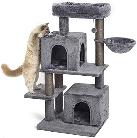 45 İnç Çok Seviyeli Kedi Kulesi, Kedi Ağacı, Büyük Kedi için Kedi Ağacı, Hamak ve Sisal Kaplı Tırmalama Direkleri,