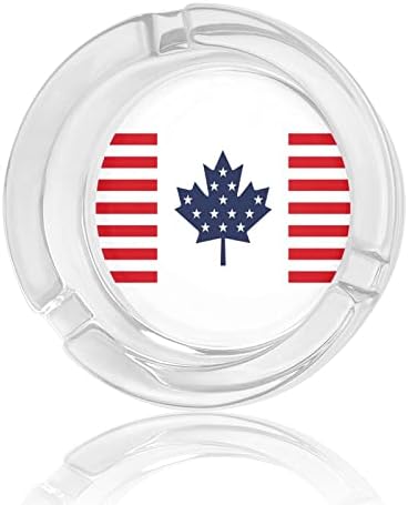 ABD Kanada Bayrağı Cam Sigara Küllük Sigara Puro Yuvarlak kül tablası Tutucu Kılıf Kapalı Açık