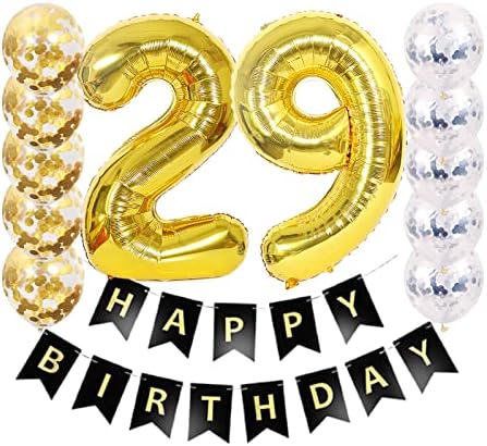 29th Doğum Günü Dekorasyon Mutlu Yıllar Siyah Afiş Balon 29 Yaşındaki Parti Malzemeleri Helyum 40 Altın Balonlar +