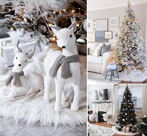 Taklit Kürk Yılbaşı Ağacı Etek 48 inç Yumuşak Peluş Ağacı Etekler Karlı Beyaz Etek Noel Kış Tema Süslemeleri