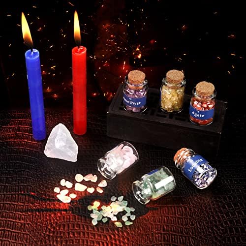Büyü Kavanozlarında Büyücülük için Şifa Kristalleri 24 Farklı Değerli Taş Şişesi Çip Kristalleri ve Cadı Eşyaları