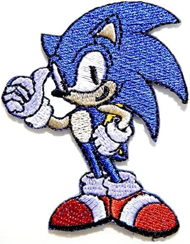 Sonic kirpi 8cm x 7.5 cm Logo Dikmek Ütü Rozeti Nakış Aplike Yama
