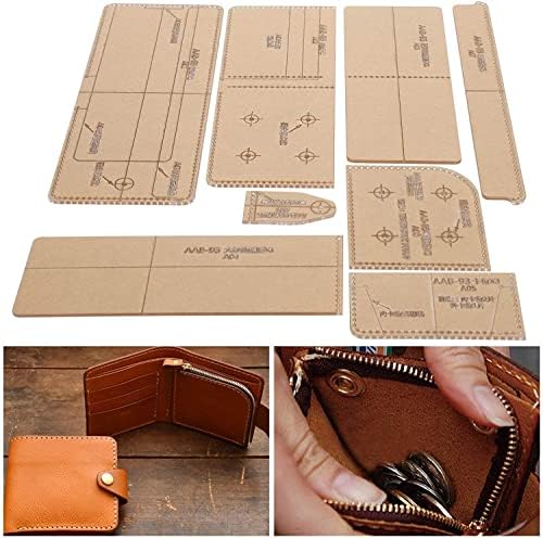 HUANGXING Deri Akrilik Şablon Şablon Şablon Seti cüzdan Kalıp Craft DIY Kısa Cüzdanlar için