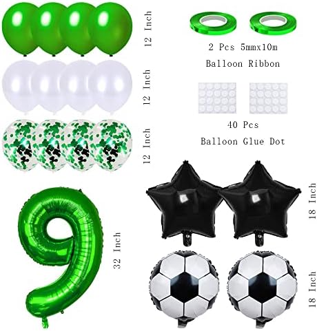 Maigendoo Numarası 9 Balon Set Haneli Balonlar Lateks Balon Konfeti Balon Yıldız Futbol Folyo Mylar Balon Dijital