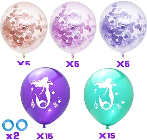 Konfeti Parti Balonlar 12 İnç Mermaid Lateks Balonlar Mor Pembe Balon, helyum Sevimli Balonlar İçin Doğum Günü Kemer