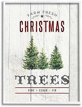 Stupell Industries Taze Noel Ağaçları Ülke Reklamı Rustik Desen, Nina Pierce tarafından tasarlandı Beyaz Çerçeveli