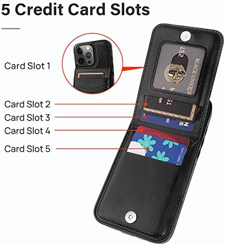 Taporse iPhone 13 Pro Cüzdan Kılıf Kart Tutucu, El Yapımı Suni Deri Kickstand Kart Yuvası Durumda, RFID Engelleme