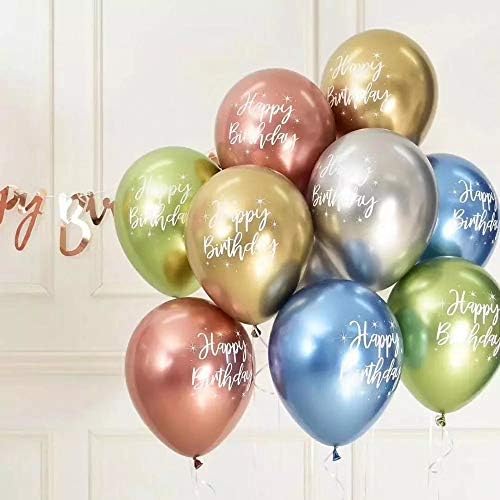 Krom Balonlar Renkli Mutlu Doğum Günü Balonlar Metalik 12 İnç Doğum Günü Lateks Balon Süslemeleri Kadınlar Çocuklar