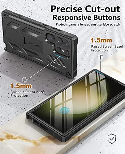 Samsung Galaxy S23 için FNTCASE-Ultra Kılıf: Kickstandlı Askeri Sınıf Düşmeye Karşı Korumalı Mobil Kapak / Mat Dokulu