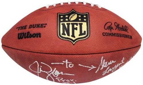 Steve Largent ve Jim Zorn İmzalı Resmi Deri NFL Futbol Seattle Seahawks Altın Kalkan MCS Holo Stok 211066-İmzalı