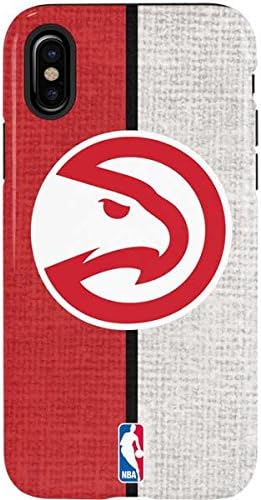 Skinit Pro Telefon Kılıfı iPhone X ile Uyumlu-Resmi Lisanslı NBA Atlanta Hawks Tuval Tasarımı