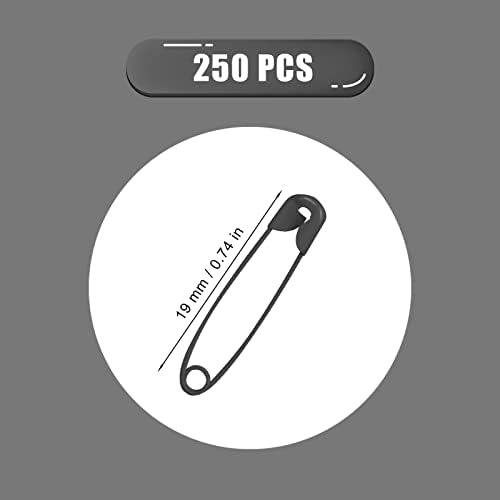 250 Adet Emniyet Pimleri, 0.75 inç Mini Siyah Emniyet Pimleri Küçük Metal Emniyet Pimleri Toplu Sanat Zanaat için