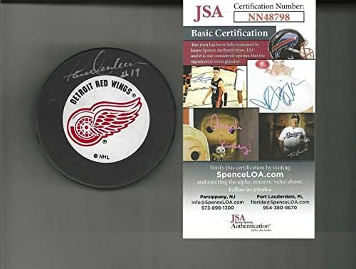 Paul Henderson Detroit Red Wings Kuzgunları Atletik Diski İmzaladı JSA COA NN48798-İmzalı NHL Diskleri