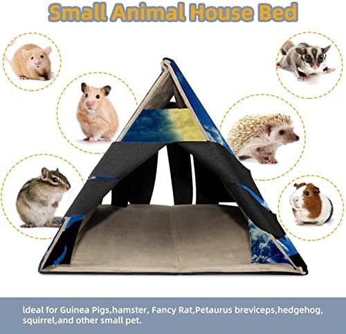 Küçük Kobay Hamster Kirpi Tavşan Hideout Yuva Aksesuarları, kurt Baskı Desen Kafesleri Yatak Küçük Hayvan Evi