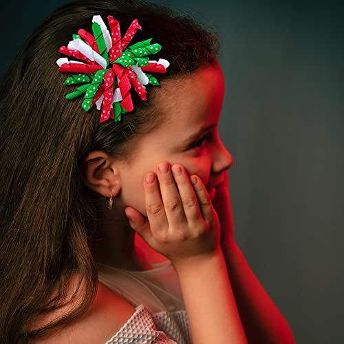 Yürümeye başlayan Bebek Kızlar için Noel Korker saç fiyonkları Klip 3 Kıvırcık Corker Yay Timsah Barrette Kırmızı