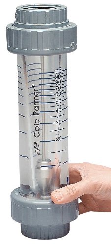 Su için Cole-Parmer sıralı Doğrudan Okuma Debimetresi; 5 ila 50 GPM, PVC Bağlantı Parçaları