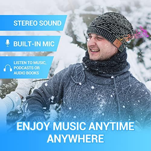 DOKUNMATİK İKİ Bere Bluetooth Kulaklık ile Müzik Şapka Nefes Örme Kap Açık Spor için Noel Teknoloji Hediyeler Gri