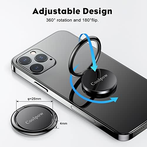 【2-Pack】 Coolpow cep telefonu Halka Tutucu, Parmak Standı 360 Derece Rotasyon Parmak Yüzük Telefon Kickstand Manyetik