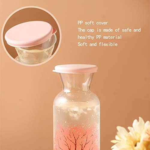 Cam Sürahi Sakura ağacı renk değiştiren sürahi cam şeffaf su şişesi ev suyu sürahi soğuk su ısıtıcısı (Renk: Şeffaf,