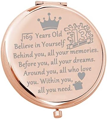 FEELMEM Tatlı 13 Hediyeler 13th doğum günü hediyesi Kompakt Ayna Arkasında Tüm Anılar makyaj aynası 13 Yaşındaki Hediyeler