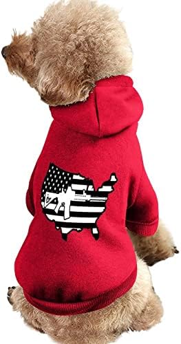 Siyah Amerikan Silah Bayrağı Pet Kostümleri Takım Elbise Şapka ile Sevimli Köpek Hoodie Tulum Kazak Köpek ve Kedi