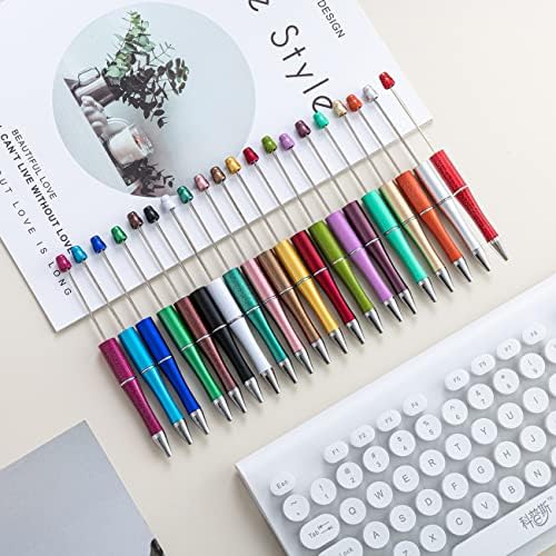 PASİSİBİCK 20 Renk Plastik Okunabilir Kalemler, Çeşitli Boncuk Kalemler DIY PPL Hediye Mil ile Siyah Mürekkep, 20