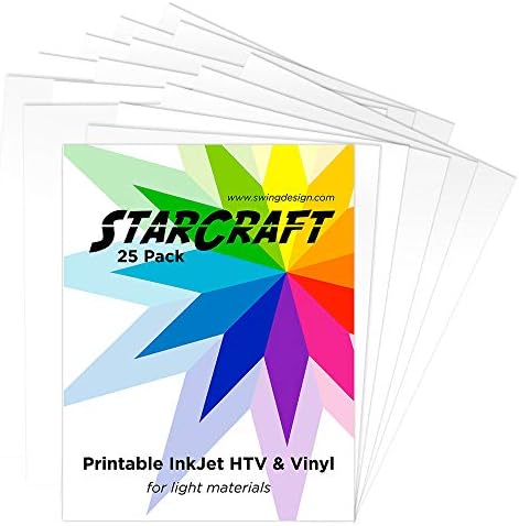 StarCraft Mürekkep püskürtmeli yazdırılabilir ısı transferi (HTV) 25 Sayfalık paket-Hafif Malzemeler