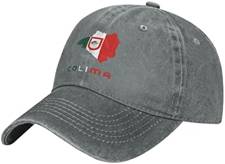 GLOOOB Bayrağı Colima harita Unisex Ayarlanabilir Kap kamyon şoförü şapkaları Baba beyzbol şapkaları Pamuk kovboy
