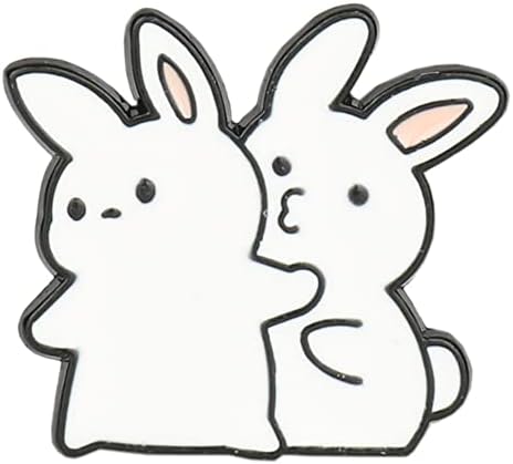 Oynak Tavşanlar Emaye Pin Broş Karikatür Sevimli İki Küçük Tavşan Broş Yaka İğneler Metal Rozet Pin Aksesuarları Takı