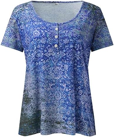 Çiçek Gömlek Kadınlar için 2023 Moda Rahat Kısa Kollu Düğme Aşağı V Boyun Şık Boho Tunik Bluzlar