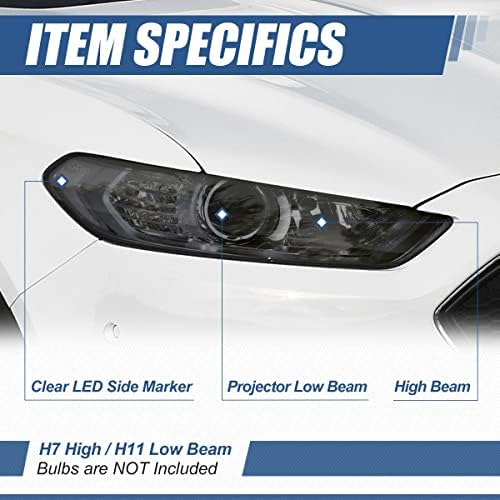 Fabrika Tarzı Projektör Far Lambaları ile Uyumlu Ford Fusion 13-16, Sürücü ve Yolcu Tarafı, Füme Lens Açık Köşe