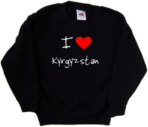 Kalbi Seviyorum Kırgızistan Siyah Çocuk Sweatshirt