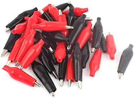 X-DREE 40 Adet Kırmızı Siyah Kapak 45mm Timsah Klip Kelepçe Elektrik Testi için(40 Adet Kırmızı Siyah Kapak 45mm Timsah