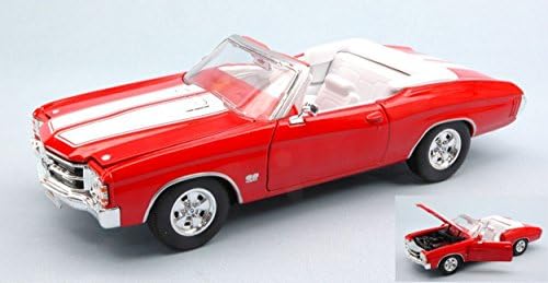 Welly Ölçekli Model ile Uyumlu Chevrolet Chevelle SS 454 1971 kırmızı W/Beyaz Çizgili 1: 24 WE2089R