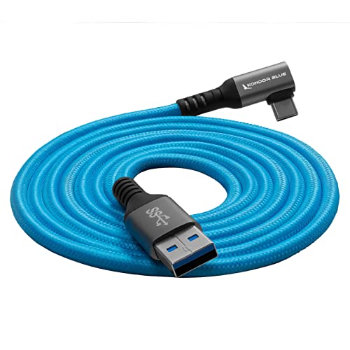 KONDOR MAVİ 12-24 Sarmal USB C 3.1 GEN 2 10 Gb/s 100W | Dik Açılı Örgülü Kablo 8K Veri ve Güç Teslimatı için