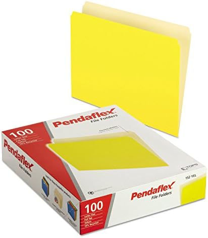 Pendaflex 152Yel Renkli Dosya Klasörleri, Düz Üst Sekme, Mektup, Sarı / Açık Sarı, 100 / Kutu