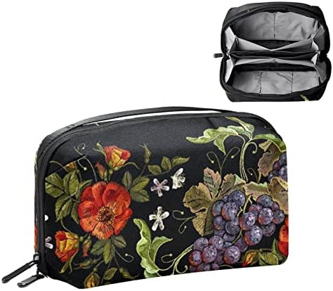 Çiçek Vintage Stil makyaj çantası Kadınlar için, Suya Dayanıklı Deri Tuvalet Organizatör, seyahat Kozmetik Çantası