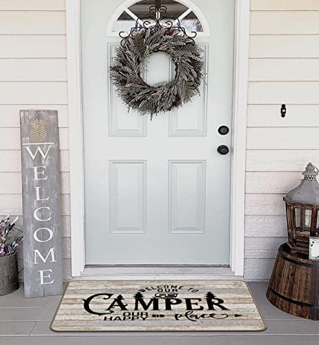 Bizim Camper hoşgeldiniz Bizim Mutlu Yer Dekor Kapalı Açık Paspas, Camper Ön Kapı Mat Oda Girişi için 17x30 İnç, Camper