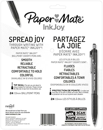 Paper Mate InkJoy 300RT Geri Çekilebilir Tükenmez Kalemler, Orta Nokta, 10 Mürekkep Rengi, 24'lü Paket (1951398)