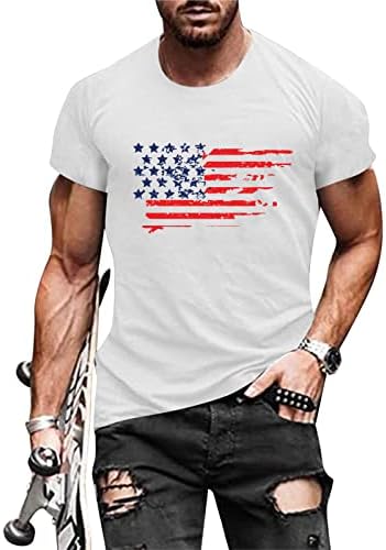 Yaz erkek t-shirtleri Erkekler Yaz Casual O Boyun Bayrak Baskılı Kısa Kollu Tee Gömlek Üst bluz Somurtkan T Shirt