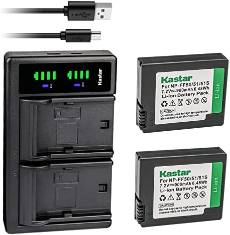 Kastar 2-Pack NP-FF50 Pil ve LTD2 USB şarj aleti ile Uyumlu Sony DCR-IP220E, DCR-IP220K, DCR-IP45, DCR-IP45E, DCR-IP5,