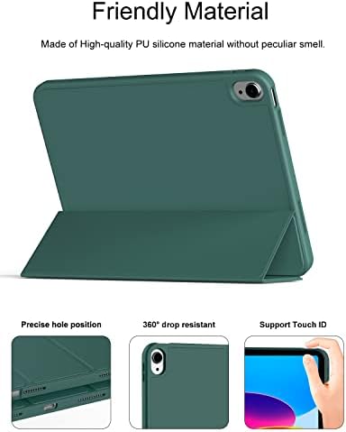 Aoub Yeni iPad 10th Nesil 2022 Kalem Tutucu ile, Akıllı Üç Katlı Standı Kılıf ile İnce Yumuşak TPU Arka Kabuk Kapak