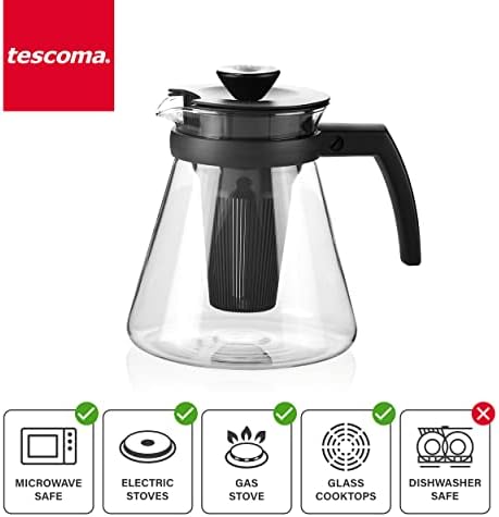 Demlik ile Tescoma Kahve ve Çay Makinesi - Borosilikat Cam ve BPA içermeyen Plastik, Mikrodalga veya Set Üstü Ocak