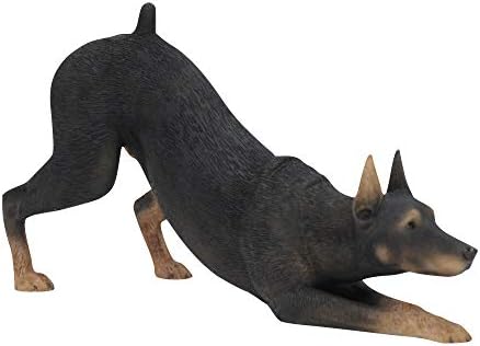 Rahat Saat 7 Polyresin Poz Dobermann Minyatür Köpek Heykelcik Gerçekçi Gerçekçi Ev Dekorasyon için, Siyah, Doggyland