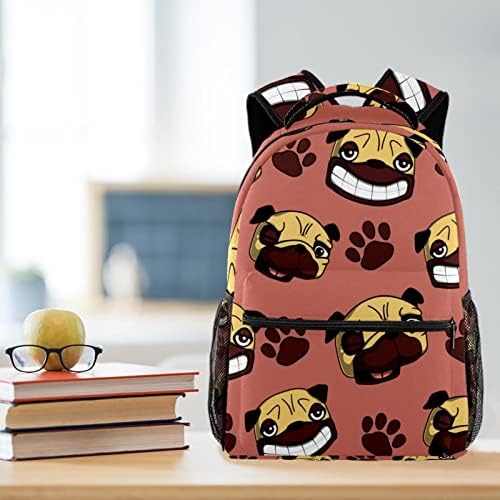 Pug Köpek Kafası Pençe Mercan Arka Plan Laptop okul sırt çantası