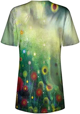NOKMOPO Bayan Gömlek Artı Boyutu Kısa Kollu Moda Rahat Artı Boyutu Çiçek Baskı Yuvarlak Boyun T-Shirt
