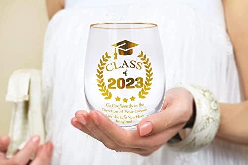 Lomencry 2023 Mezuniyet Hediyeleri-15OZ Şarap Bardakları Cam Bardak-2023 Sınıfı Hayallerinize Güvenle Gidin - Lise