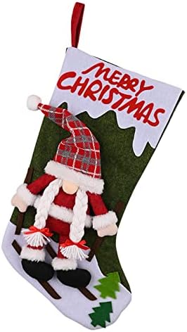 Noel Çorap Bez Noel Çorap Çanta ve Noel Asılı Çorap için Parti Dekorasyon ve Noel Karikatür Kırmızı Set Yedek Avize
