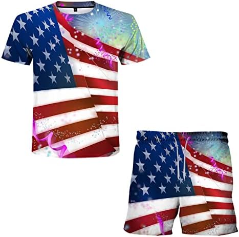 Bmısegm Yaz Erkek T Shirt Takım Elbise Amerikan 3D Günü Spor Bayrağı erkek Baskı Bağımsızlık Yaz Erkek Takım Elbise