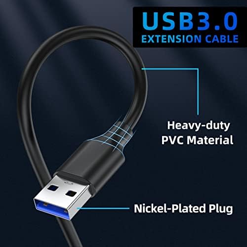 URELEGAN USB 3.0 Uzatma Kablosu,6 Fit 10'lu USB A Erkek-Dişi Uzatma Kablosu Yüksek Veri Aktarımı Web Kamerası, Gamepad,